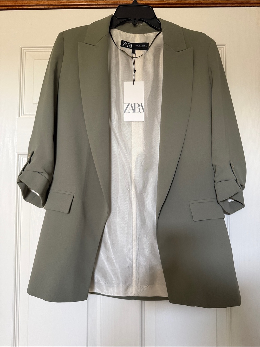 Zara Sage Green Women's Open-Front Blazer NWT Small